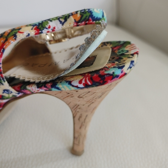 Rampage Grayson Floral Peep-Toe Slingback Heels - Navy, Red and Pink - Size 8 - Picture 8 of 8